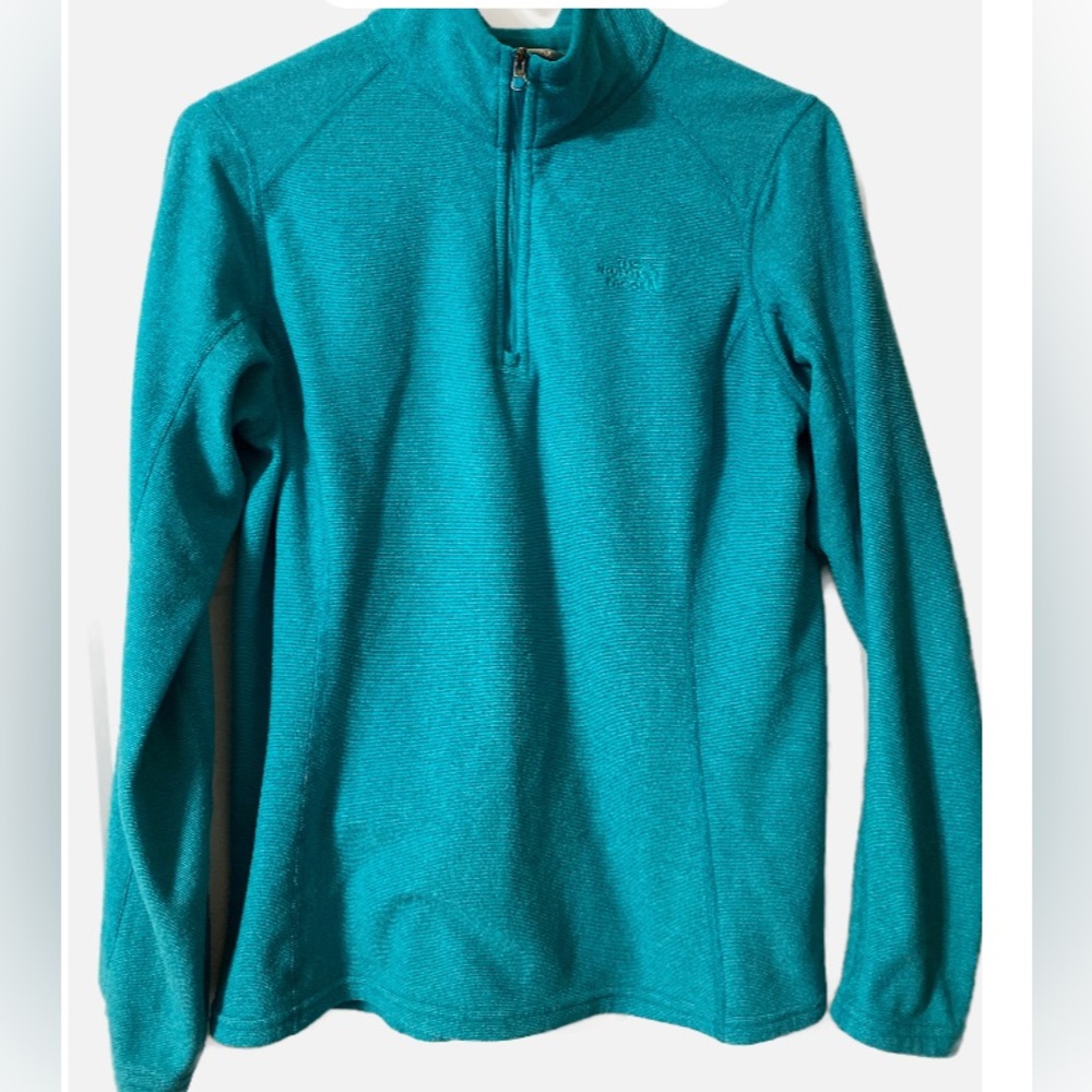 The North Face Blue 1/4 Zip Long‎ Sleeve Fleece Pullover- Size Medium Teal